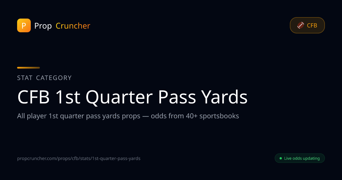 College Football 1st Quarter Pass Yards Props | PropCruncher