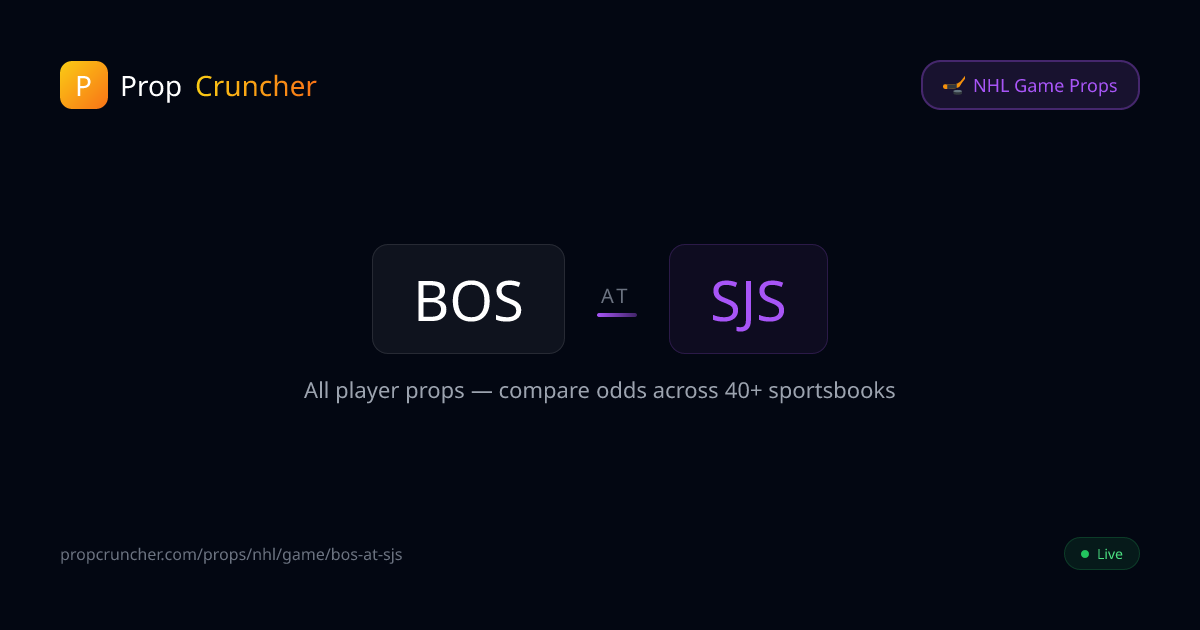 Bruins vs Sharks Props Today | PropCruncher